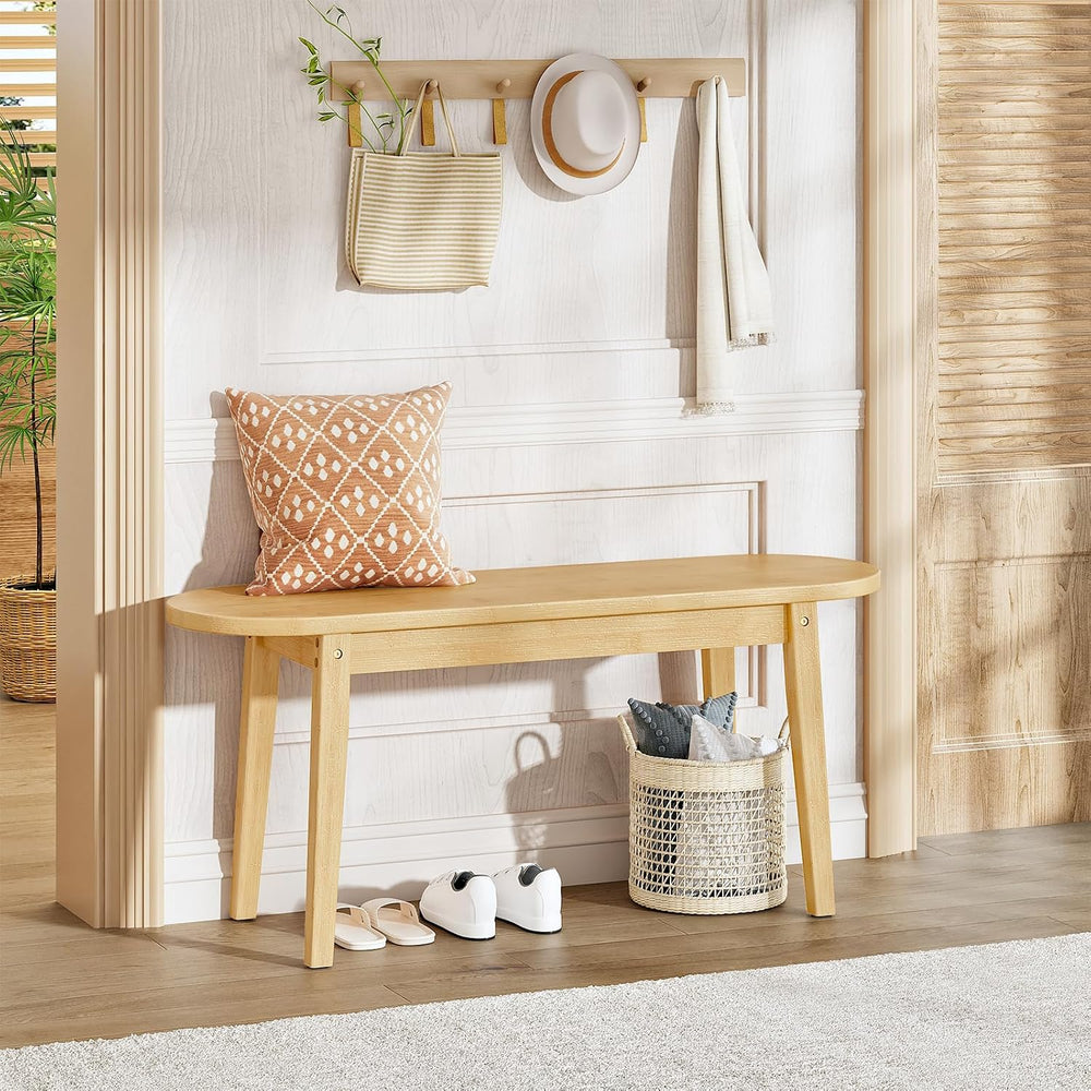 HOOBRO 39.4'' Dining Bench, Farmhouse Kitchen Table Bench, Bamboo Ent...