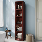 70" Tall Mahogany Bookcase, 5 Tiers Narrow Bookshelf for Living Room | 15" Wide Book shelf, Book Case for Hallway Kitchen Home Office Bathroom, Open Storage Organizer with Adjustable Shelf
