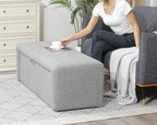 Homebeez 48" Storage Ottoman Bench with Side Opening, Large Storage Bench for Bedroom End of Bed, No Assembly Ottoman Foot Rest, Upholstered Entryway Bench for Living Room, Light Gray