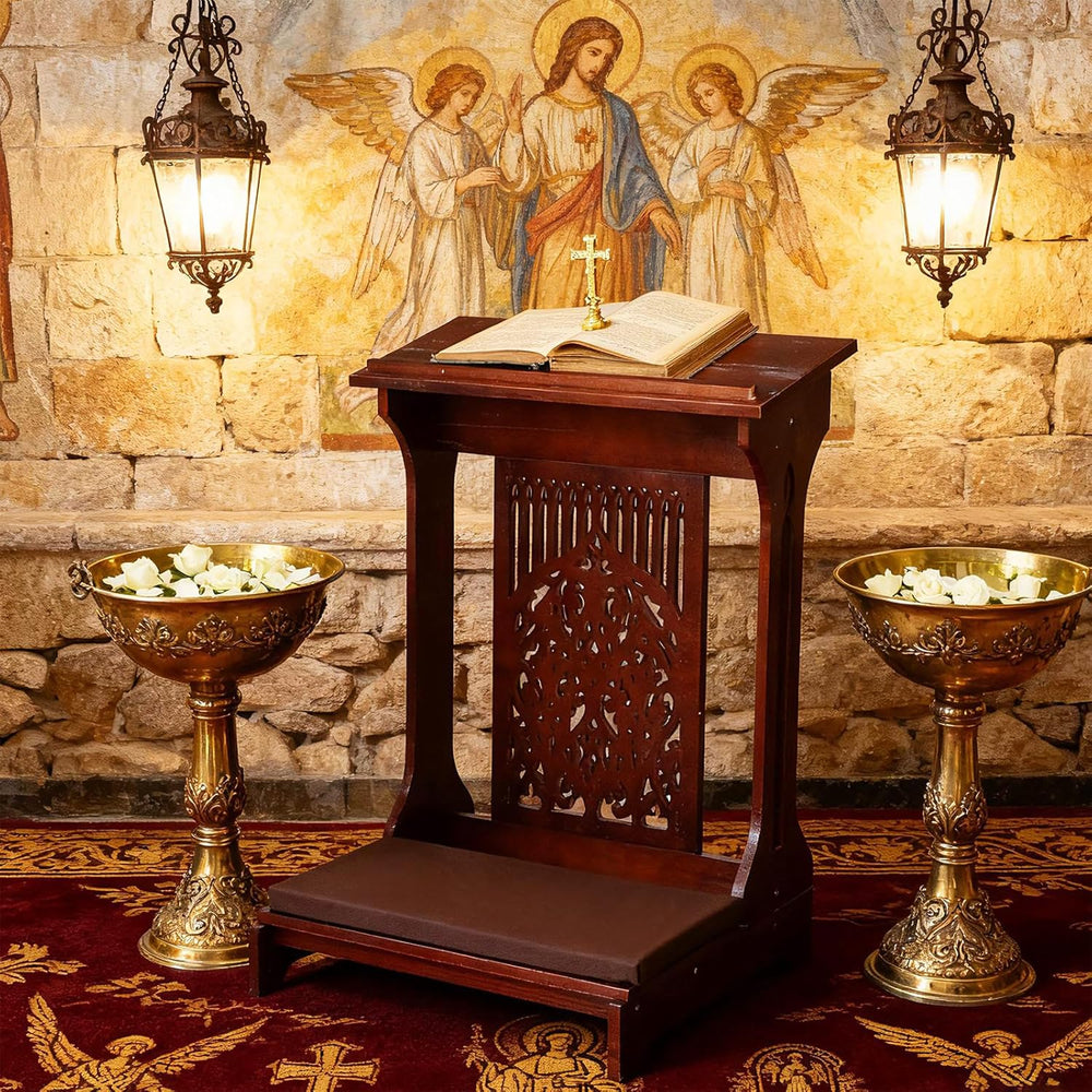Colingmill Tree of Life Church Prayer Bench Stool Wooden Padded Kneeler with ...