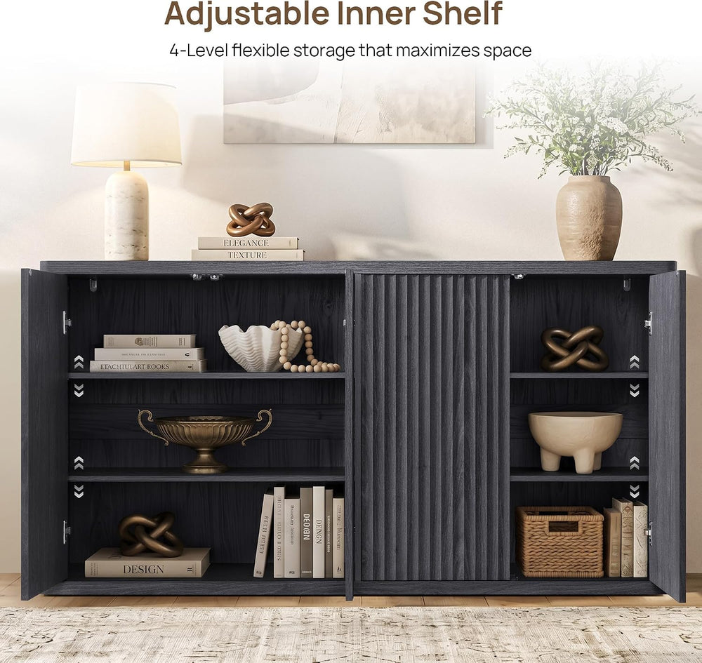 SICOTAS Buffet Cabinet with Storage Accent Sideboard with 4 Doors 66.3" ...