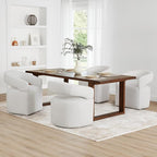 Upholstered Dining Chairs with Casters, Modern Barrel Side Armchair with Rollers for Dining Room, Bedroom, Kitchen, Reading Room, Linen, Set of 1