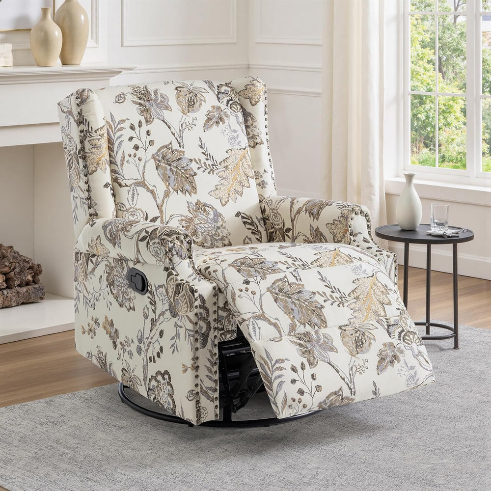Swivel Glider Floral Recliner Chairs Set of 2, High Back Swivel Rocker Fabric...