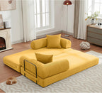 ZEIINPA Convertible Floor Sofa Bed with Fixed-Shape Frame, Modular Corduroy Folding Mattress Couch with Armrest, Floor Sofa Lounge Couch for Living Room Bedroom Lounge Studio -Yellow