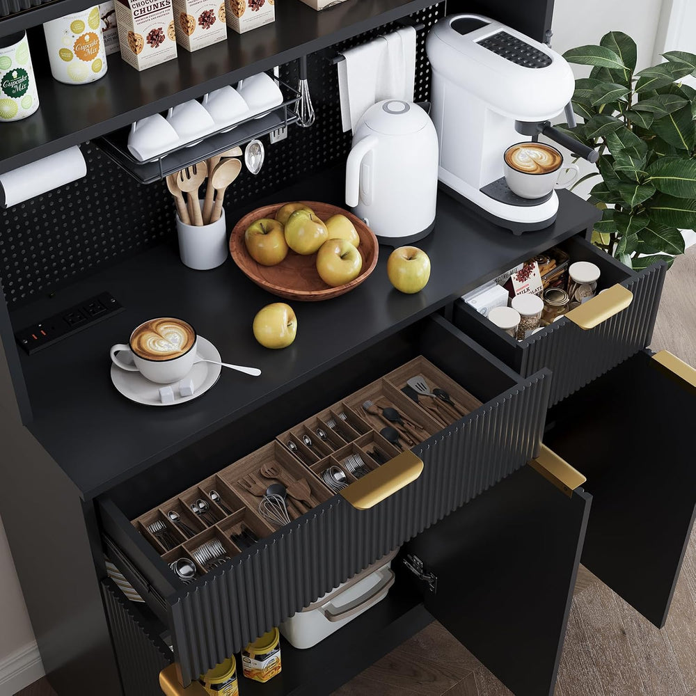 Kitchen Pantry Cabinet with Storage & Pegboard, 71" Tall Hutch Stora...