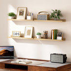 upsimples Floating Shelves for Wall, 23.6 Inch Shelves for Decor Storage Set of 6, Wall Mounted Wood Shelf for Bedroom, Living Room, Bathroom, Kitchen, Long Picture Ledge Shelves, Natural