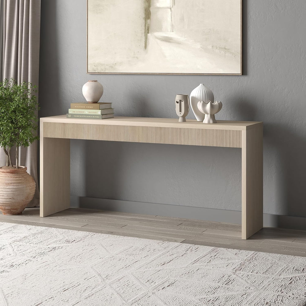 Henn&Hart 64" Rectangular Fluted Console Table, Ribbed Entryway Tabl...