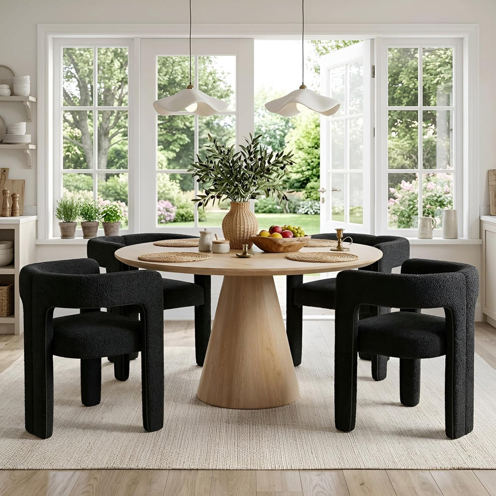 VESCASA Modern Barrel Dining Chairs Set of 2 with Open Back, Upholstered Bouc...