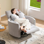 Jocisland Power Rocking Nursery Chair/Swivel Recliner/USB, Grey Fabric | Oversized Glider Chairs,Fabric,2 Pillows,USB & Type-C,Reclining Armchair Sofa,Living Room,Bedroom,Nursing