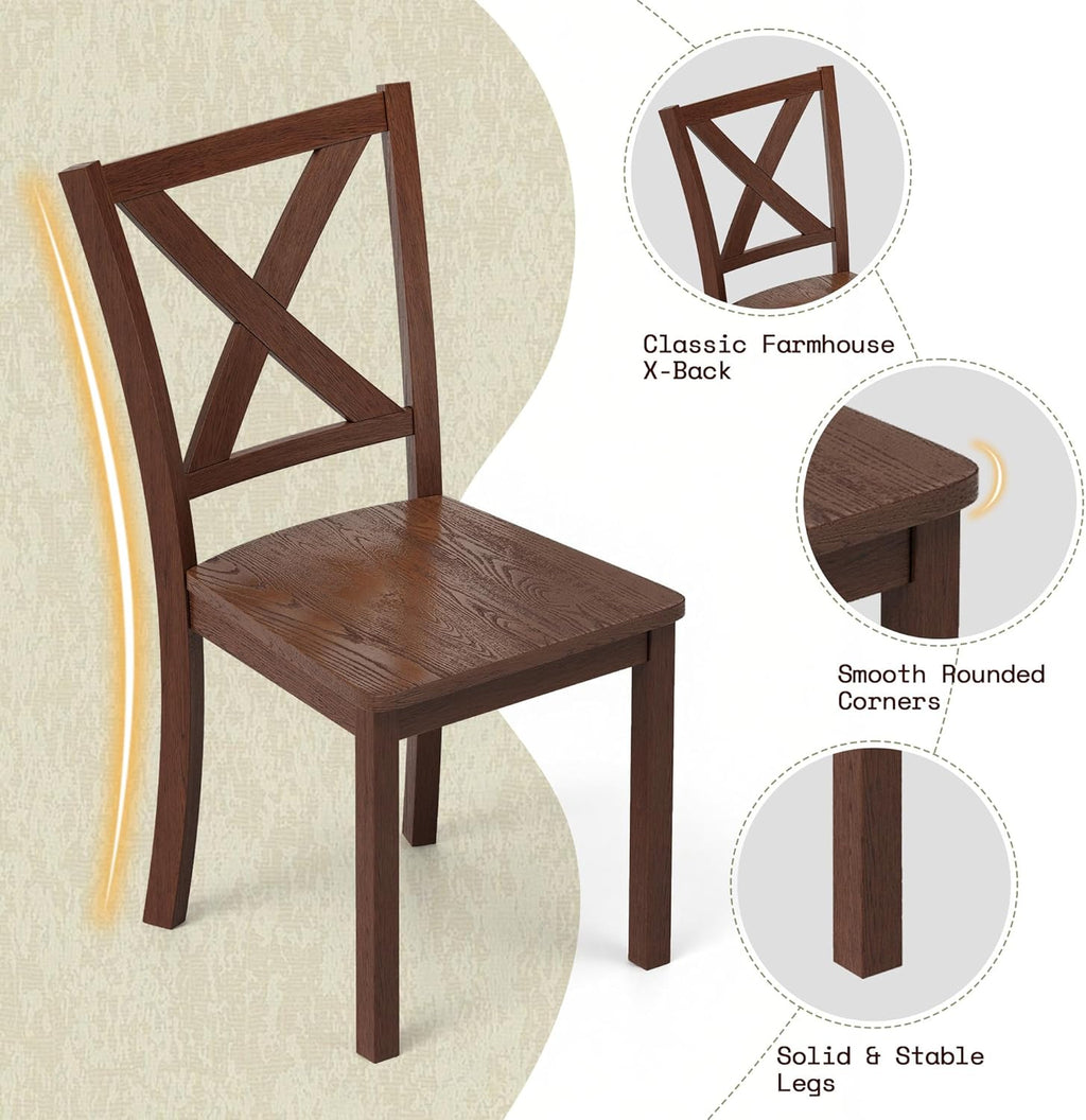 AMERLIFE 6-Piece Farmhouse Dining Table Set, 59" Wooden Kitchen Table with 4 Chairs and Bench, Space-Saving Rustic Dining Room Set for 6, Walnut