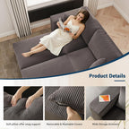 Modular Sleeper Sofa Bed Modern Sectional Couches for Living Room - 79" Boneless Cloud Couch - No Assembly Required Corduroy Convertible Sponge Compression Sofas with Chaise for Home House(Grey)