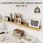 Axeman 30 Inch Floating Shelves for Wall | Picture Ledge Shelf Set of 2 | Rustic Oak Picture Shelf for Wall with Ledge | Floating Shelves with Lip | Photo Ledge Shelves for Books Album Records