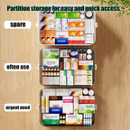 3-Tier Medicine Cabinet Organizer with Removable 6-Compartment Pill Organizer - BPA-Free & Moisture-Resistant Plastic Storage Box for Pills, Medicine, Cosmetics - Portable for Bathroom, Travel