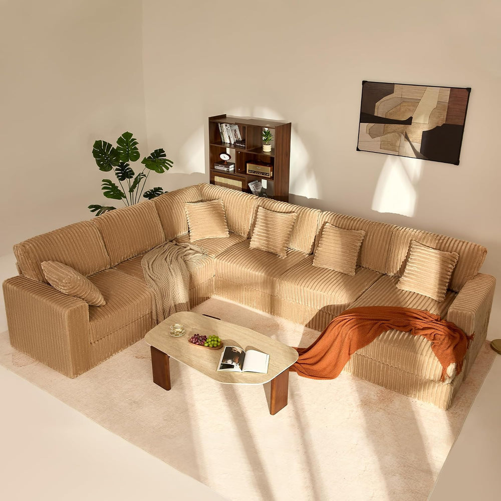 GOSUHI 139" U-Shaped Cloud Couch, Modular Sectional, Deep Seats, Camel |...