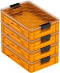 SIDIO Quarter Crate 4 Pack of Stackable Storage Bins - Organizer Bins with Dividers for Garage Organization, Home Storage - Heavy Duty Plastic Containers - 19.16” x 12.75”x 4.57” (Sol)
