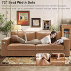 Hanherry Faux Leather 89" Sofa for Living Room, Modern Comfy Sofa with Medium Firm Seat Cushion, Removable Cover,Wide Armrest,USB/Type-C Port,Couches for Small Space,Apartment