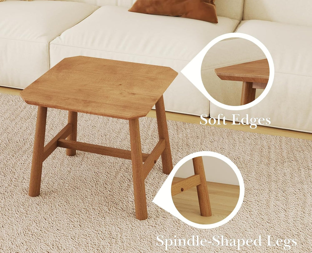 CIMOTA Solid Wood Side Table Modern Small Square End Table for Living Room Fa...