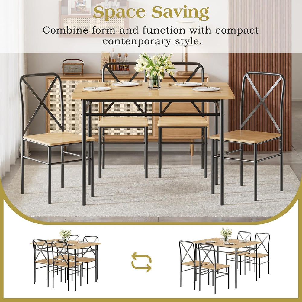 VECELO 5-Piece Kitchen Dining Table Set for 4