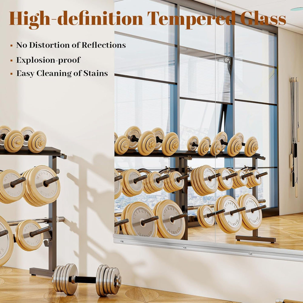 VooBang Home Gym Mirror 2 PCS 24"×48", Frameless Wall Mirror Full L...