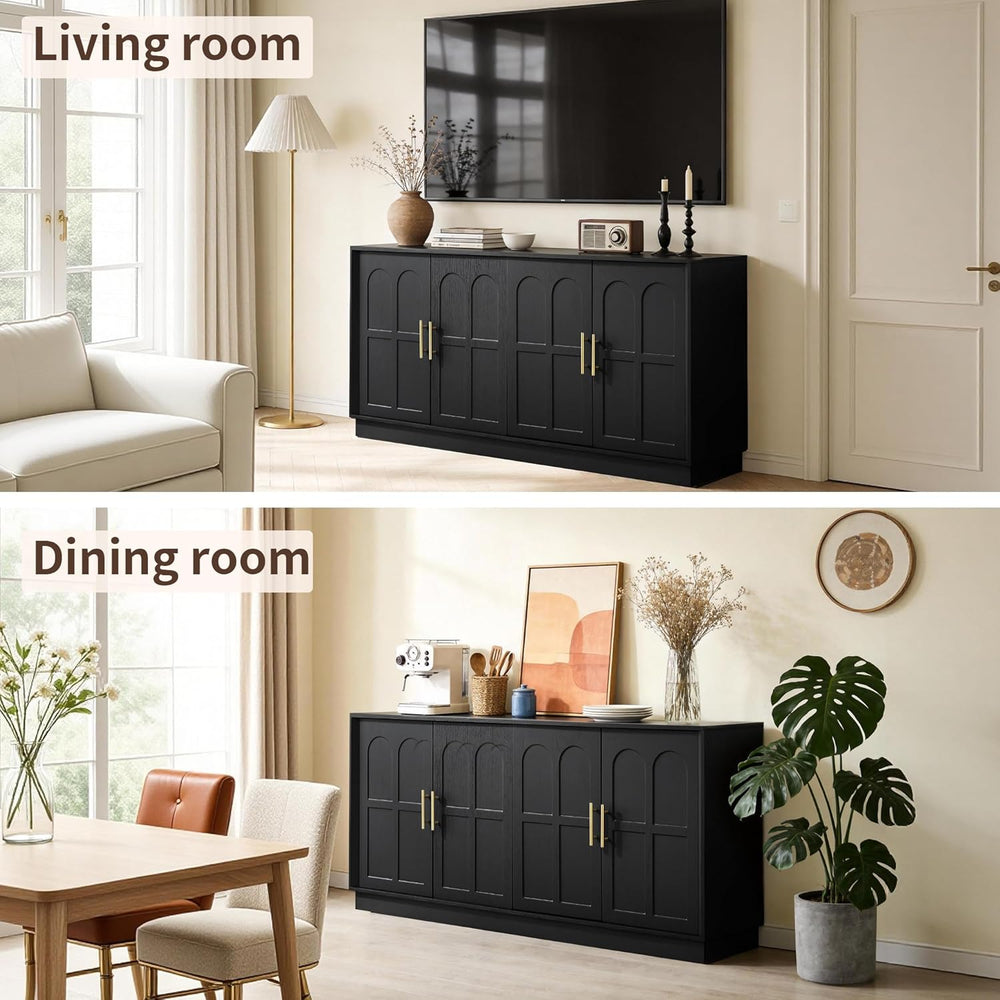 66.5" Sideboard Buffet Cabinet with Storage, Modern Credenza with Arched...