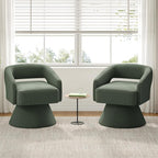 LINSY Swivel Barrel Chair, 360 Modern Swivel Accent Chair Boucle Swivel Chair Round, Green Corduroy Chairs with Arms, Small Barrel Chair for Small Spaces Bedroom Living Room