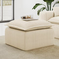 Beige Corduroy Pouf for Modular Sectional Sofa, Matching Accessory for Living Room, Bedroom and Apartment