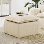 Beige Corduroy Pouf for Modular Sectional Sofa, Matching Accessory for Living Room, Bedroom and Apartment