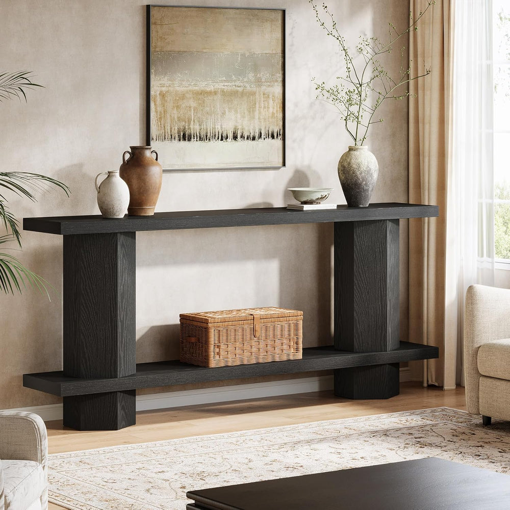 Tribesigns 71-Inch Long Console Table for Entryway, Wooden Sofa Table Behind ...