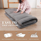 WhatsBedding Japanese Floor Mattress Futon Mattress 3" Grey Tatami Mat Shredded Memory Foam Filled Sleeping Pad, Foldable & Portable Roll Up Lounger Camping Bed for Kids and Adult,Full Size 54"x 80"