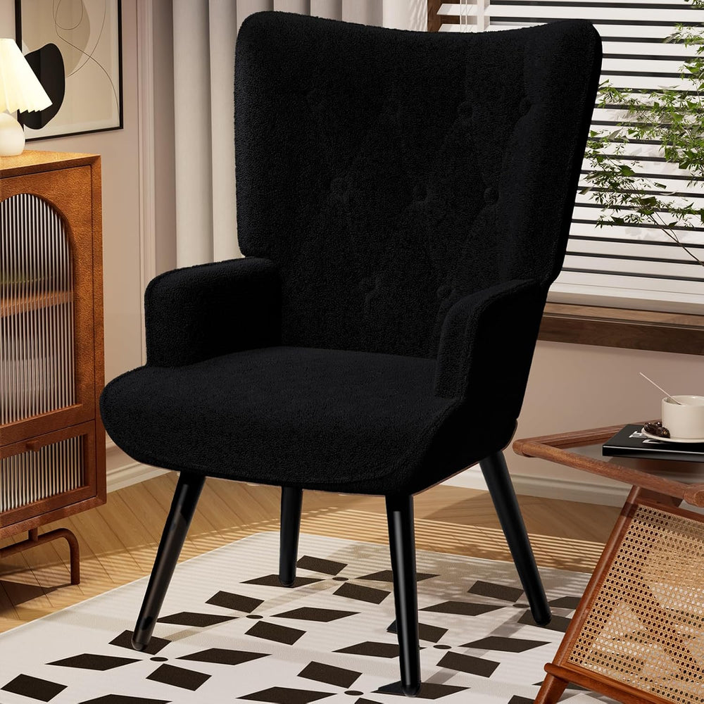 TLSUNNY Accent Chair, Upholstered Teddy Fabric Living Room Chairs | High Back...