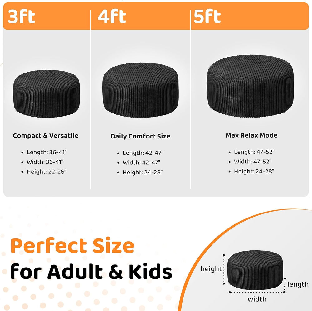 HABUTWAY 3FT Bean Bag Chair, 3' Large Bean Bag Chairs for Adults with Str...