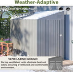 4x7 FT Outdoor Storage Shed,Lean to Lockable Metal Garden Shed Steel with Reinforced Beams,All Weather Waterproof Storage House W/Lockable Door&2 Air Vents,for Backyard,Patio,Lawn,Garden,Gray