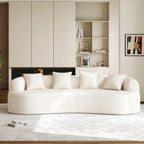 Modern Curved Couch,Oversized 4 Seater Boneless Chenille Sofa,Cream White | Oversized Curved Sofa with Deep Seats,High Foam and 4 Pillows,Cloud Couch for Living Rooms,Bedrooms ,Apartments,No Assembly