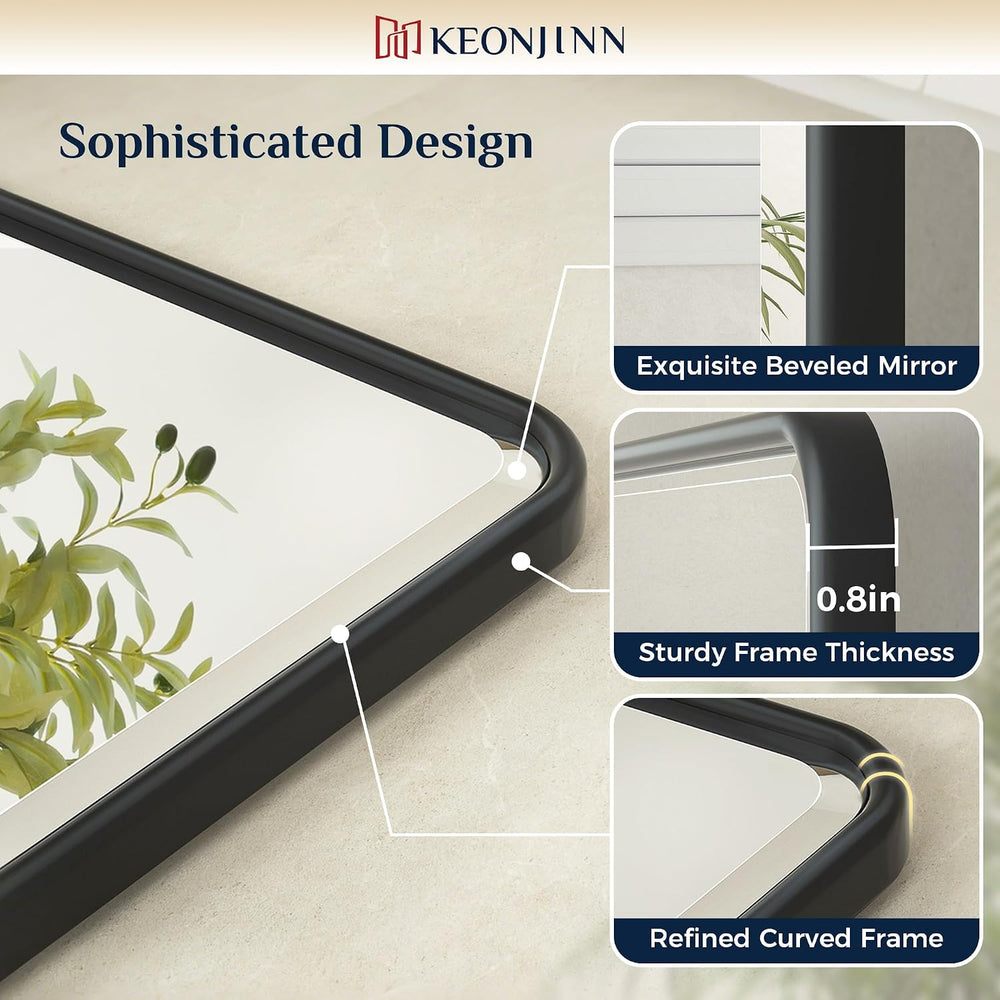 Keonjinn 24x36 Inch Black Povit Mirror for Bathroom, Tilt Mirror