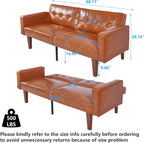 PU Leather Brown Futon Sofa Bed with Split Back,Mid Century Modern Convertible Sleeper Couch Beds,68.11" Tufted Loveseat Futons for Living Room RV, Small Spaces