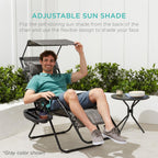 Best Choice Products Folding Zero Gravity Outdoor Recliner Patio Lounge Chair w/Adjustable Canopy Shade, Headrest, Side Accessory Tray, Textilene Mesh - Bubblegum Pink