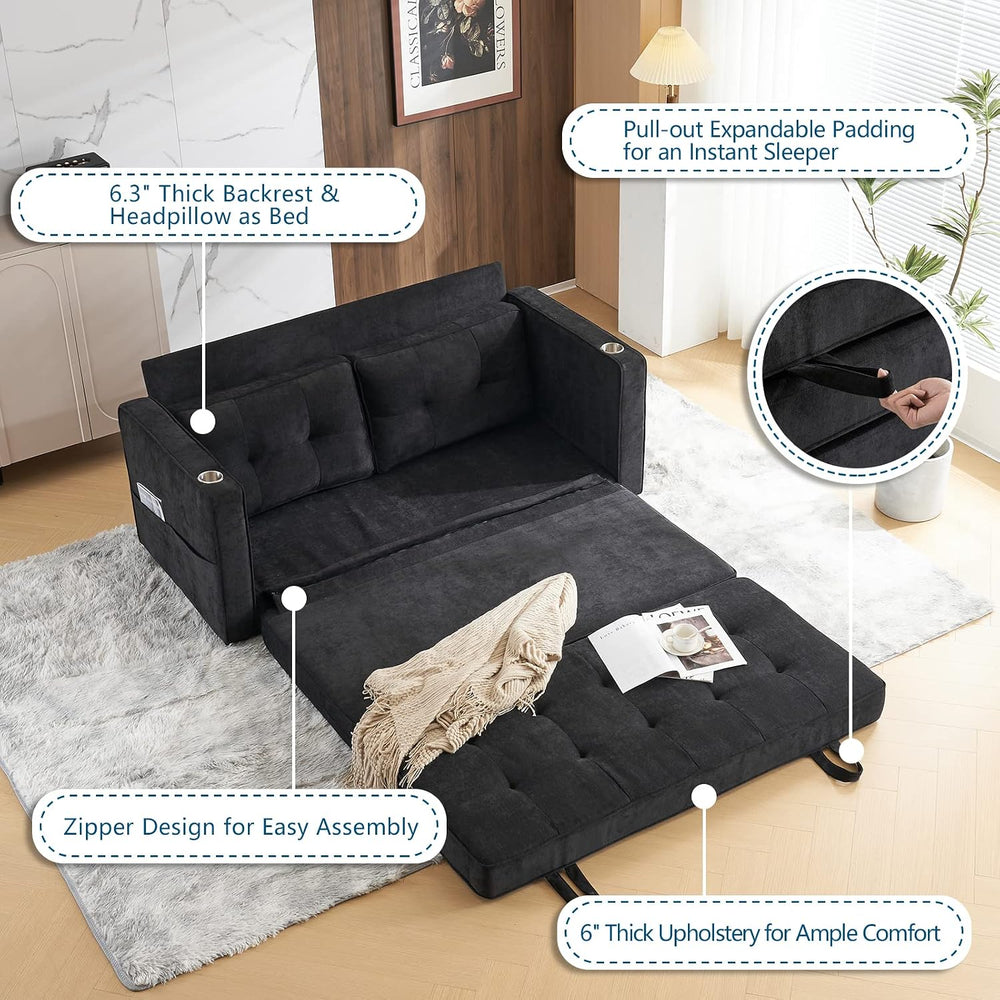 VINGLI Upgraded 64" W 84" L Full Size Futon Sofa Bed, 6" Thick...
