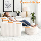 HABUTWAY Bean Bag Chair for Adults with Pillow, Giant Bean Bag Chairs with Ottoman, Comfy Dorm Chair with High Backrest & Wider Armrest, Lounger Chair Indoor for Bedroom Living Room(Beige)