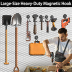 3-H Magnetic Wave Hooks Heavy Duty 4 Pack, Large Magnet Garage Hooks Heavy Duty and Strong Utility Magnetic Tool Holde for Hanging and organizing Garden Power Tool (Black