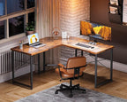 Casaottima L Shaped Gaming Desk, Corner Gaming Table for Home Office, Computer Desk Sturdy Writing Workstation for Small Space, Easy to Assemble, 51 inch, Rustic Brown
