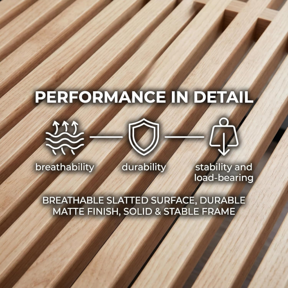 HNY Modern Entryway Bench Wood Dining Bench Minimalist Nelson Bench with Meta...