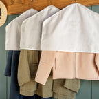 Hayden Hill Organic Cotton Shoulder Covers for Hanging Clothes, Set of 3 | Dust Covers for Jackets, Coats and Dresses, Clothing Shoulder Covers For Closet, Certified Carbon Neutral, White