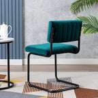 ONEVOG Modern Luxury Dining Room Chairs Set of 2, Teal Velvet Upholstered Kitchen Chairs, Heavy Duty Contemporary Armless Dining Chair with Comfy Seat & Black Metal Legs, Cantilevered Design