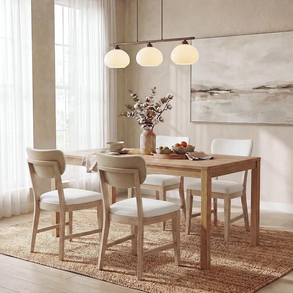 COLAMY Solid Wood Dining Chairs Set of 4, Mid Century Modern Upholstered Kitc...