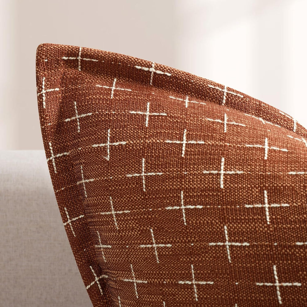 ZWJD Fall Throw Pillow Covers 26x26 Set of 2 Soft Polyester Textured Rust Pil...