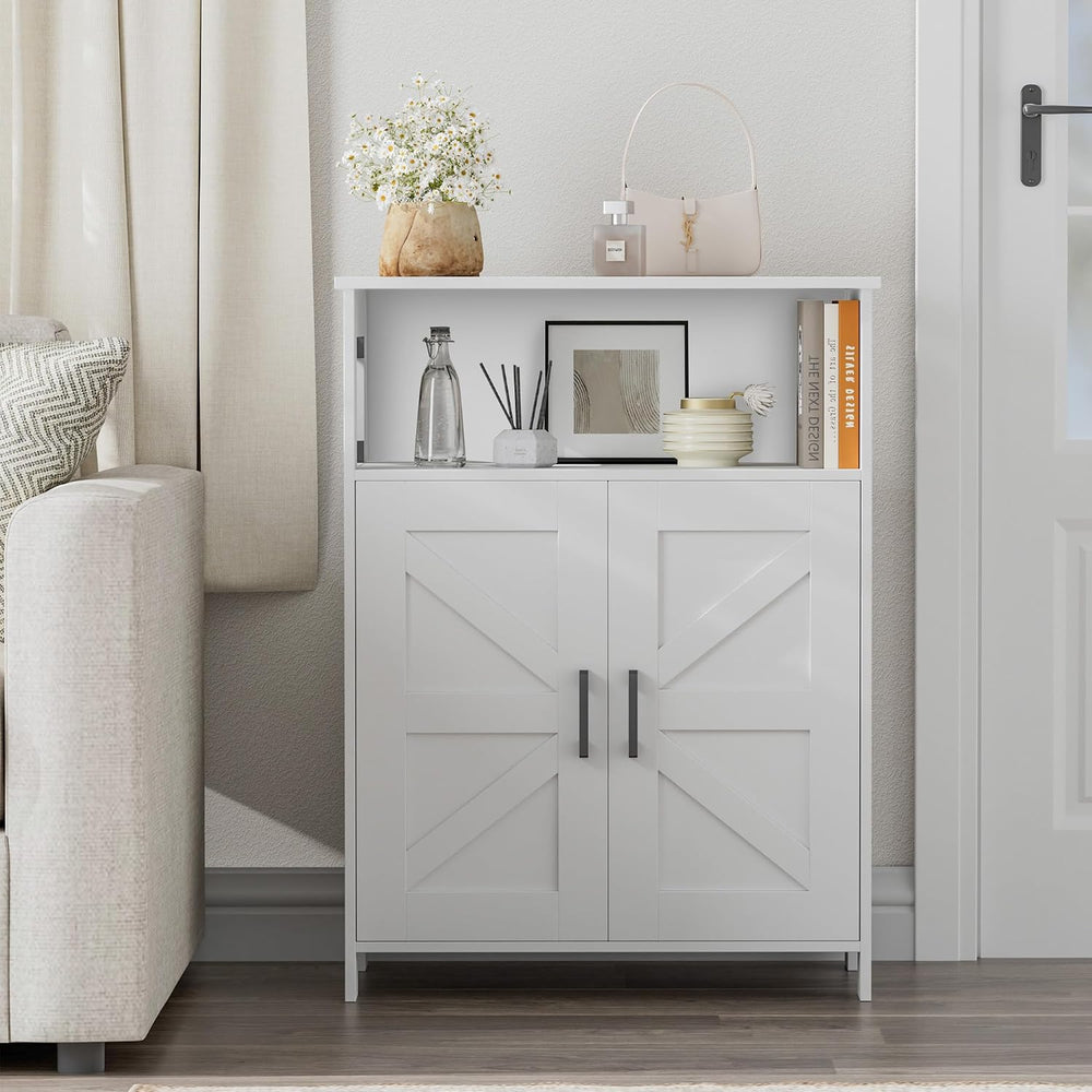 Homhedy Farmhouse Bathroom Storage Cabinet with Doors, Small Floor Cabinet