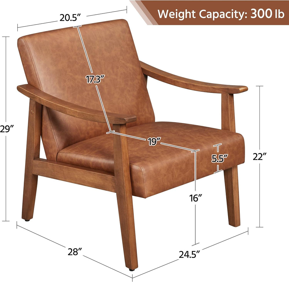 Yaheetech Accent Chairs Set of 2, Mid-Century Armchairs, Light Brown | Cushio...
