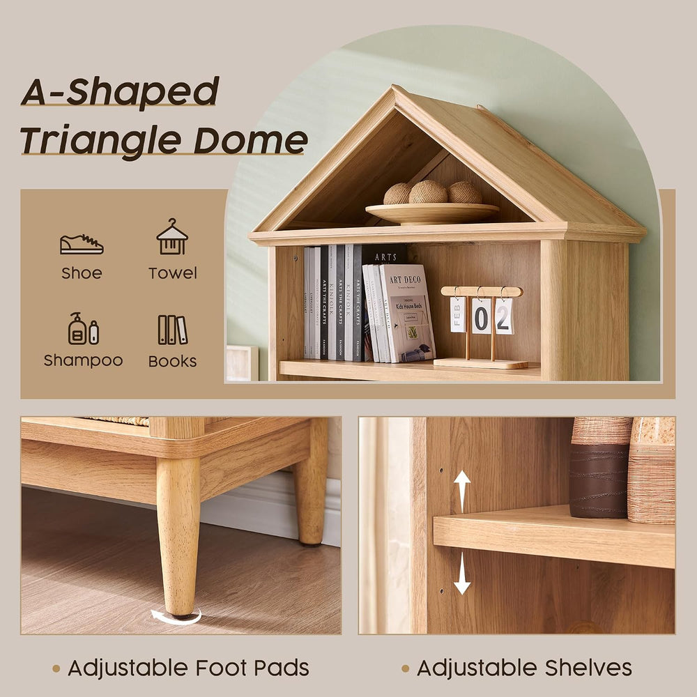 75.9" Tall Angled Arch Bookshelf, 5 Tiers Geometric Large Bookcase with ...