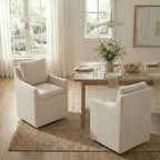 Upholstered Dining Chairs Set of 4, Modern Dining Room Chairs with Casters & Washable Cover, Rolling Accent Chair with Hidden Storage for Kitchen, Farmhouse, Living Room, Linen, 4 Box