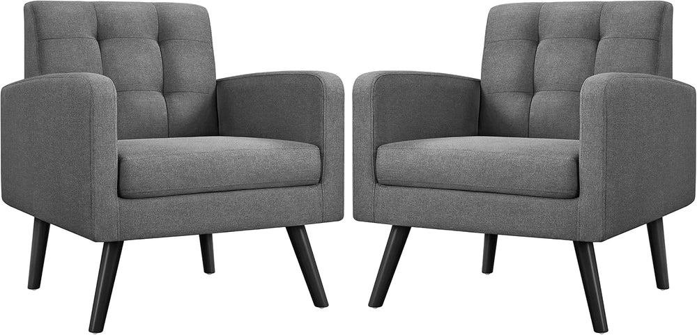 Yaheetech Mid Century Accent Chairs Set of 2 Living Room Chairs Dark Gray